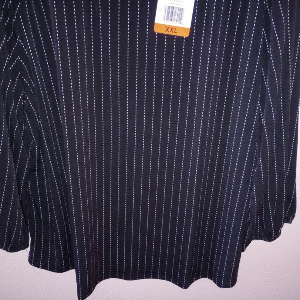 Adrianna Papell Women's Plus Size XXL Black 3/4 Sleeeve Blouse Top NWT - Picture 4 of 5